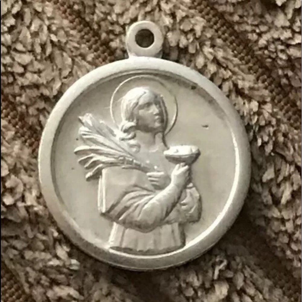 SAINT LUCY PRAY FOR US -STERLING SILVER PENDANT